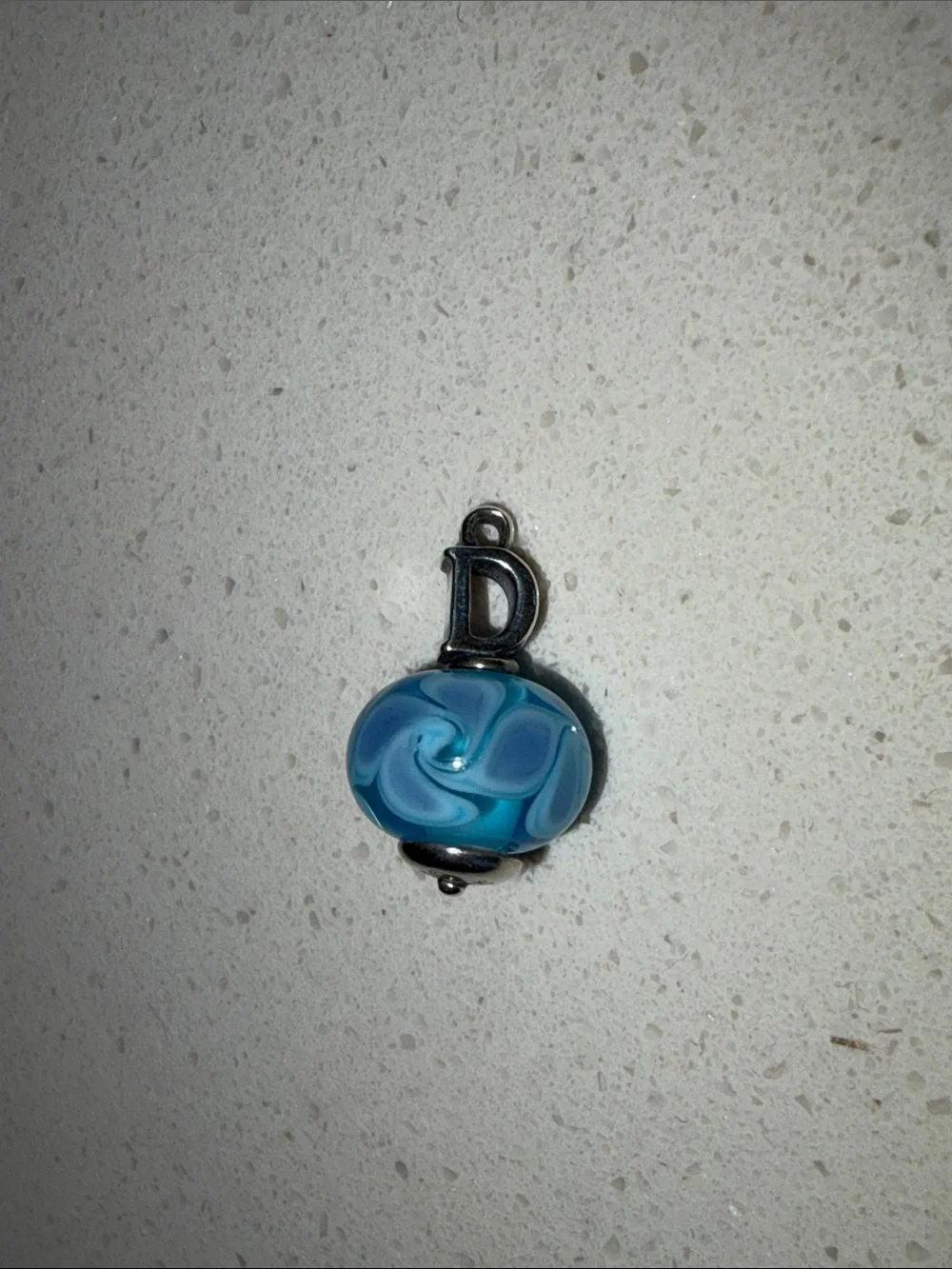 James Avery Blue Swirl Glass Bead D Charm